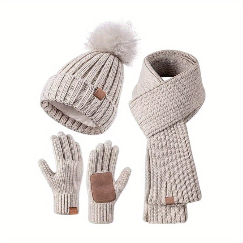Fenna 3-in-1 winterset – warme gebreide muts, sjaal en handschoenen voor kinderen, zachte en comfortabele set ideaal voor koude winterdagen.