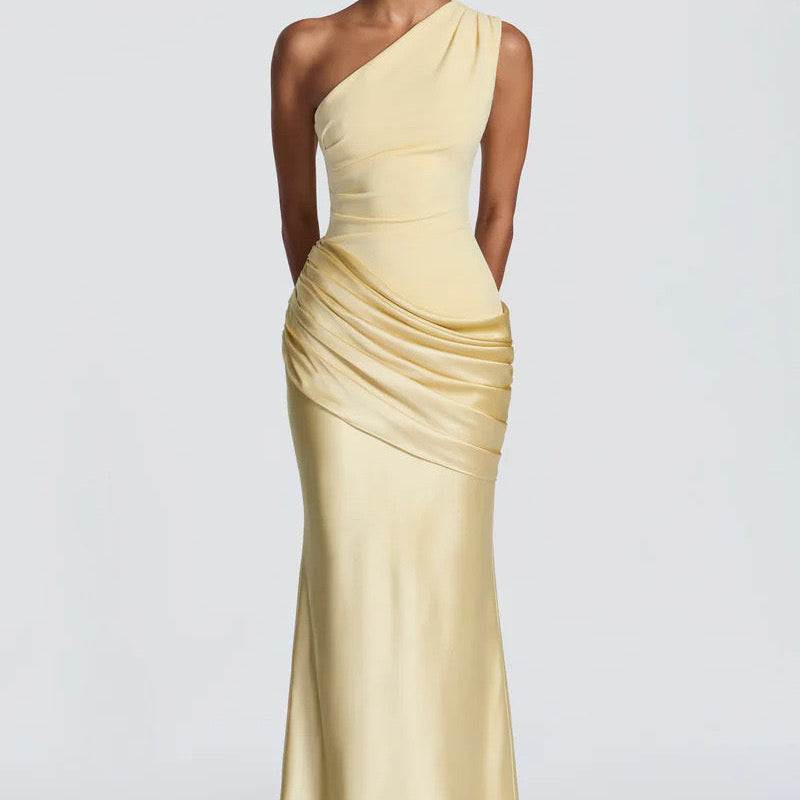 One-Shoulder Maxi Jurk met Drapering
