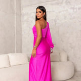 One-Shoulder Maxi Jurk met Drapering