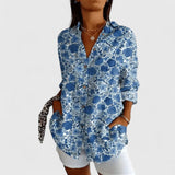Dames blouse met botanische print en knoopsluiting