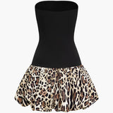 Strapless Mini Jurk met Luipaardprint Zoom