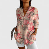Dames blouse met botanische print en knoopsluiting