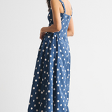 Midi Jurk met Polkadot Print en Uitlopende Rok
