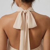 Halter Mini Jurk met Gelaagde Volantzoom