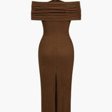 Maxi Jurk met Open Schouders en Geplooid Detail