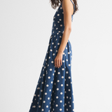 Midi Jurk met Polkadot Print en Uitlopende Rok