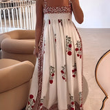 Dames Maxi Jurk met Smocktop en Bloemenprint