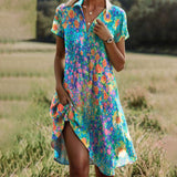 Gebloemde Midi Jurk met Knoopdetails