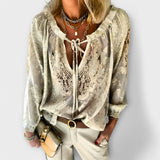 Dames blouse met kantdetails en V-hals