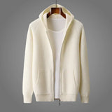 Heren hoodie van merinowol met honingraatstructuur