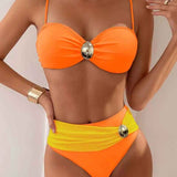 Dames Bikini met Bandeautop en Hoge Taille