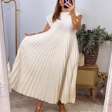 Dames Maxi Jurk met Geplooide Rok en V-Hals