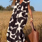 Losse Maxi Jurk met Abstracte Print