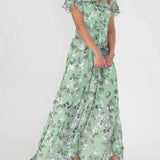 Luchtige Maxi Jurk met Bloemenprint en Ruches