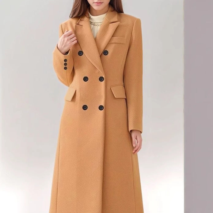 Lenora – Elegante Wollen Lange Jas met Reverskraag