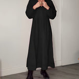 Maxi Jurk met V-Hals en Lange Mouwen