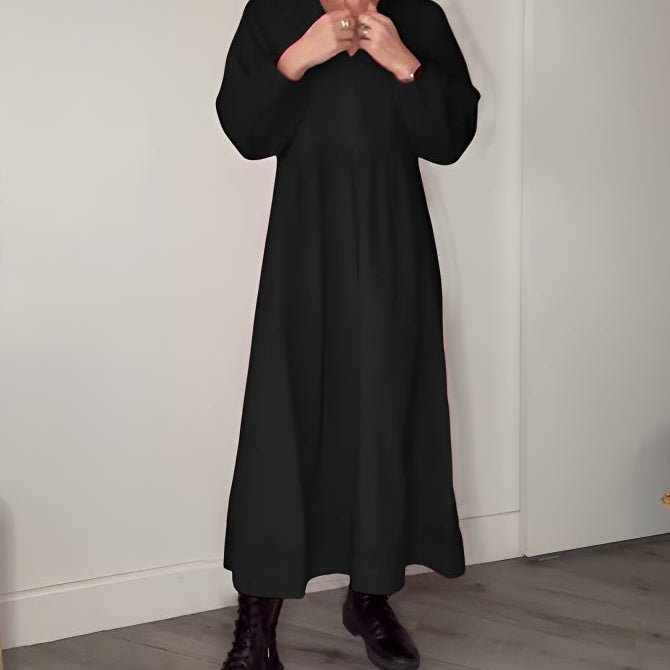 Maxi Jurk met V-Hals en Lange Mouwen