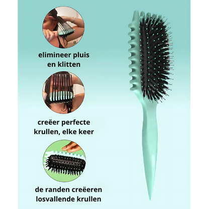 KrulFix kruldefinieer borstel – voor perfect gedefinieerde krullen met een natuurlijk volume. Nu 1+1 gratis voor een onweerstaanbare look.
