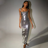 Pailletten Maxi Jurk met Open Rug
