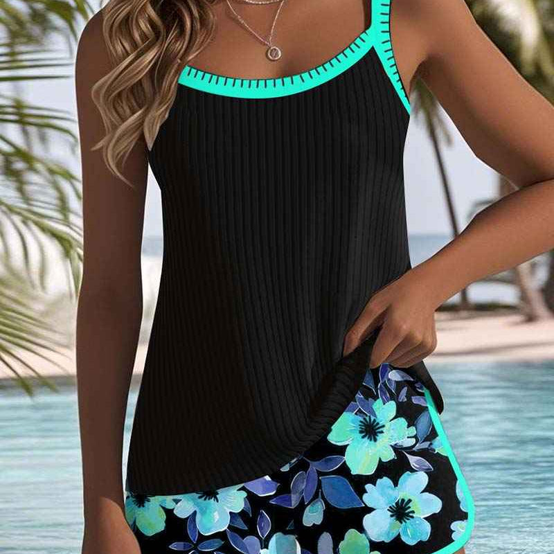 Dames Tankini met Bloemenprint en Brede Bandjes