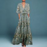 Dames Maxi Jurk met Bloemenprint en V-Hals