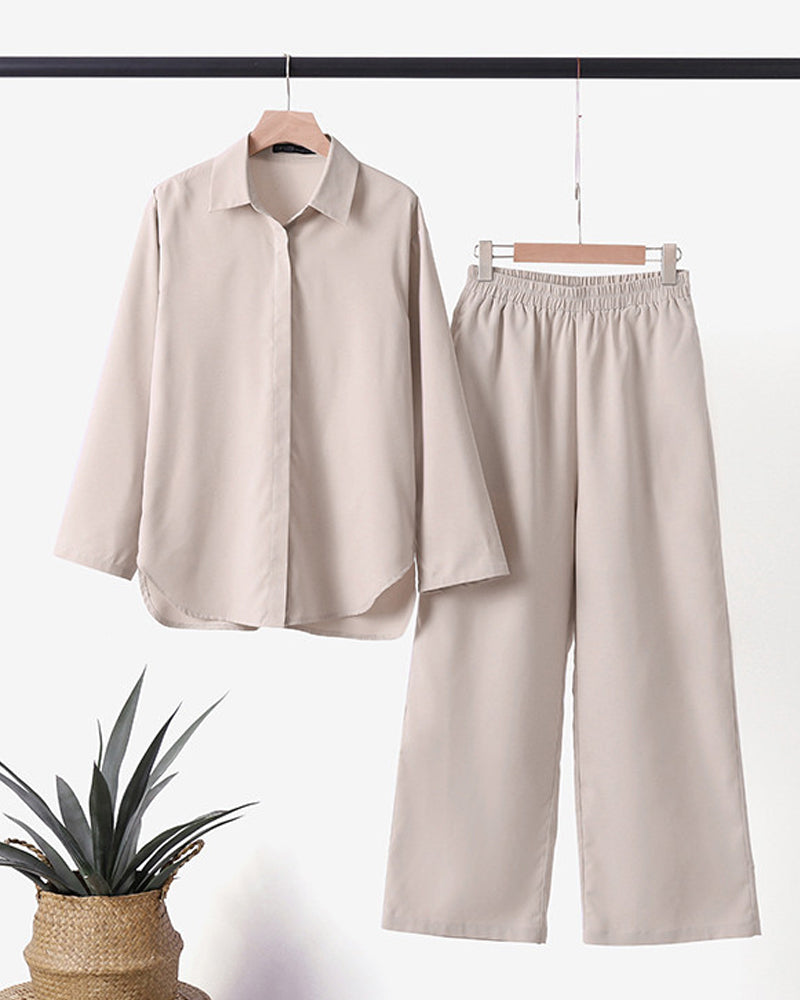 Stijlvolle 2-delige zomerset voor dames – Witte blouse en hoge taille broek. Perfect voor warme dagen, met een comfortabele en luchtige pasvorm voor een elegante en casual uitstraling. Ideaal voor zowel dagelijks gebruik als vakantie.