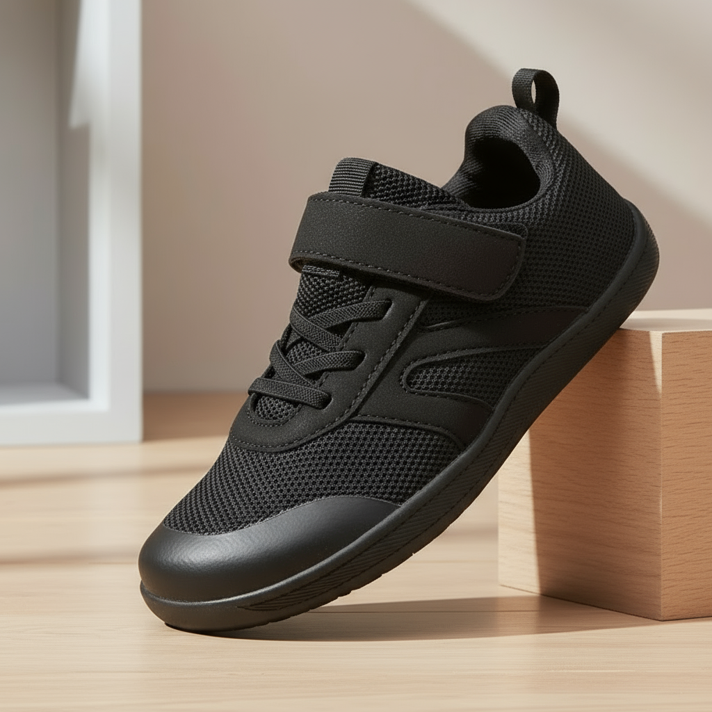 FlexiFeet antislip barefoot kinderschoenen – flexibele, ademende materialen met veilige gripzool voor natuurlijke voetbeweging en comfortabel speelplezier.