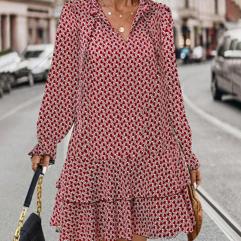 Print Jurk met Volantzoom voor Dames