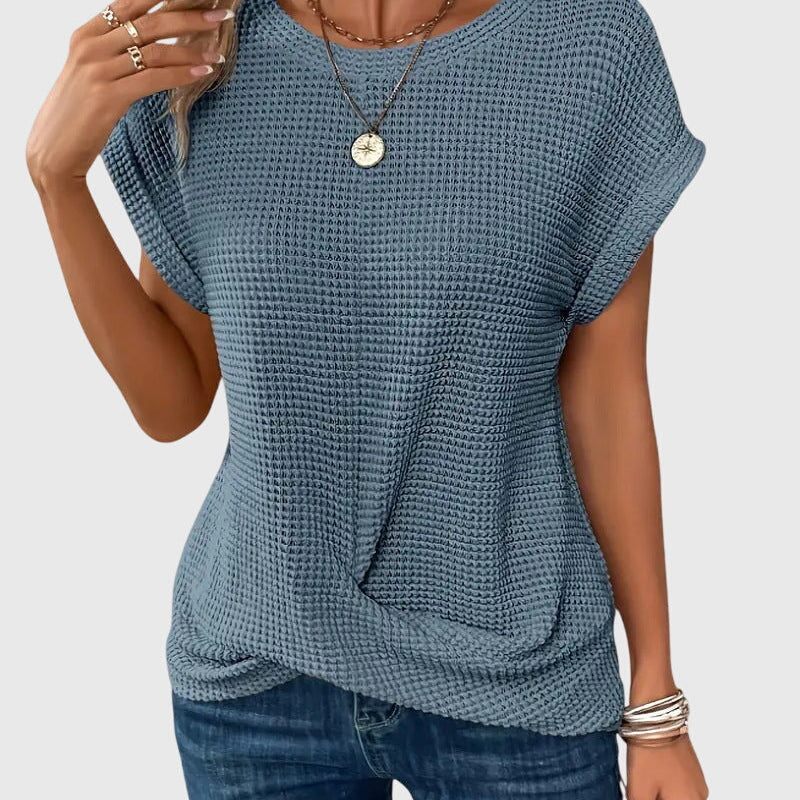 Dames blouse met structuur en korte mouwen