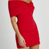 Off-Shoulder Mini Jurk met Gedrapeerd Detail
