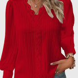 Dames blouse met V-hals en geplooide structuur