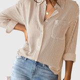 Dames blouse met strepen en strikdetail