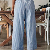Dames broek met wijde pijpen en trekkoord