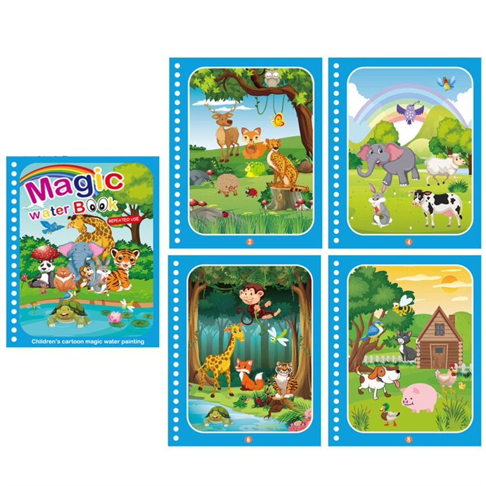 Magic Water Book herbruikbaar kleurboek voor kinderen – creatief en educatief waterkleurboek dat tekenen zonder rommel mogelijk maakt, ideaal voor eindeloos speelplezier.