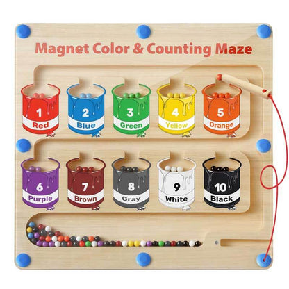 MagneticMaze Montessori – kleur- en nummer doolhof speelgoed voor educatief plezier, helpt kinderen bij het ontwikkelen van cognitieve vaardigheden en hand-oogcoördinatie.