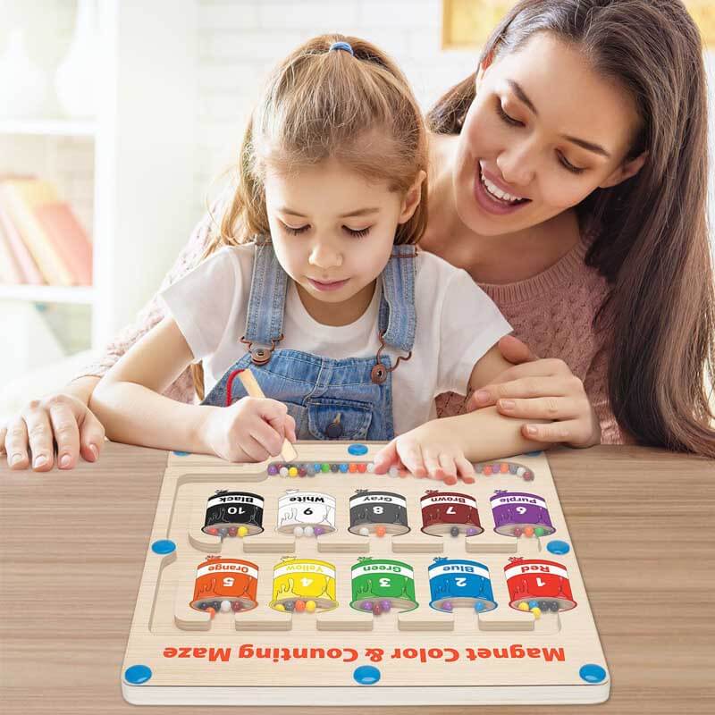 MagneticMaze Montessori – kleur- en nummer doolhof speelgoed voor educatief plezier, helpt kinderen bij het ontwikkelen van cognitieve vaardigheden en hand-oogcoördinatie.