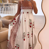 Dames Maxi Jurk met Smocktop en Bloemenprint