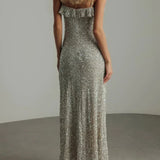 Pailletten Maxi Jurk met Schouderbandjes