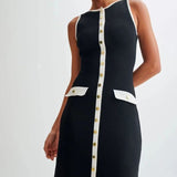 Dames Midi Jurk met Knoopsluiting en Zijsplit