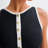 Dames Midi Jurk met Knoopsluiting en Zijsplit