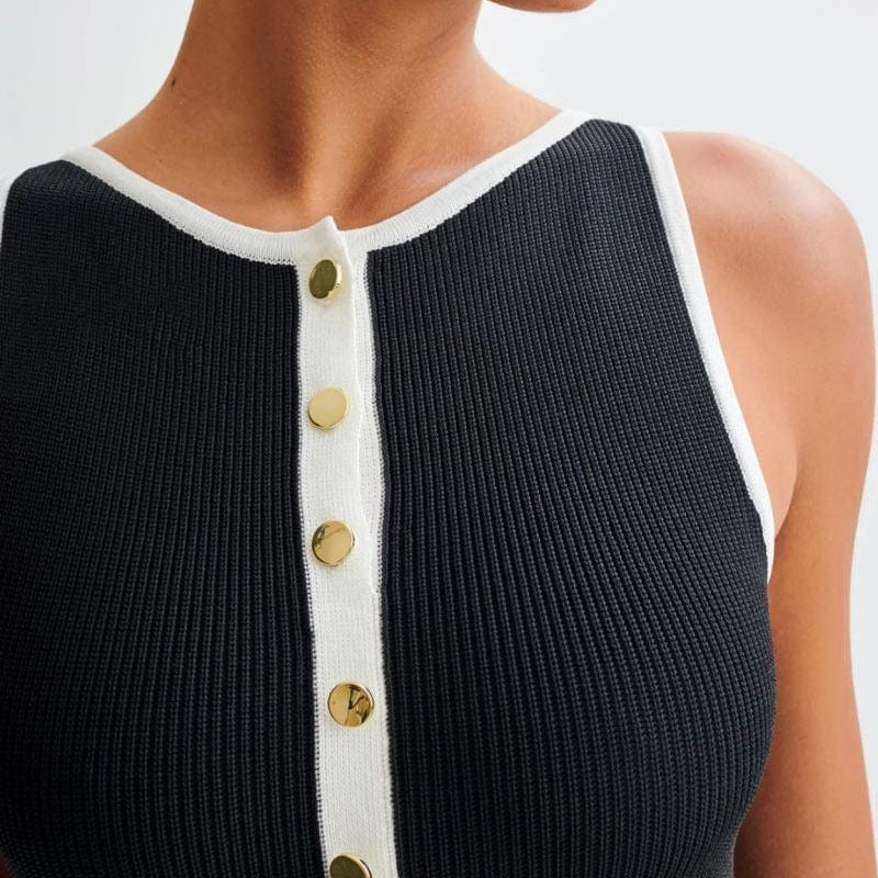 Dames Midi Jurk met Knoopsluiting en Zijsplit