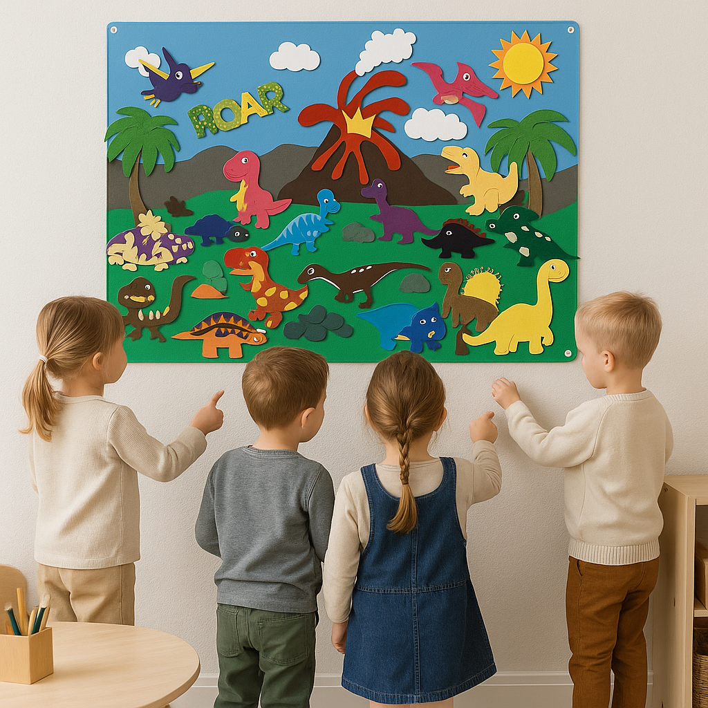 Liora viltbord voor kinderen – educatief en creatief speelbord van zacht vilt, ideaal voor knutselactiviteiten en het ontwikkelen van fijne motoriek.