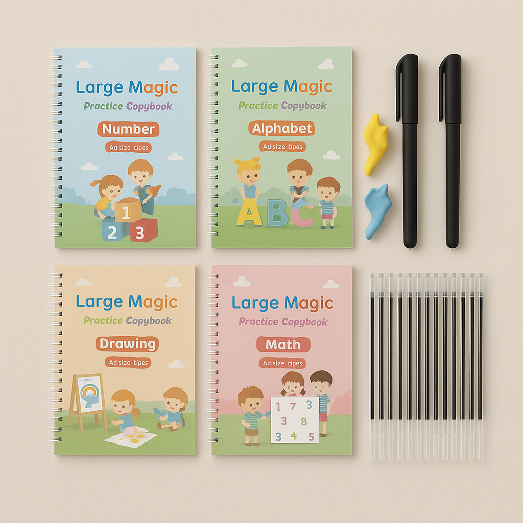 WriteMagic – de eerste kennismaking met schrijven voor kinderen, educatief materiaal dat fijne motoriek en letterherkenning stimuleert.