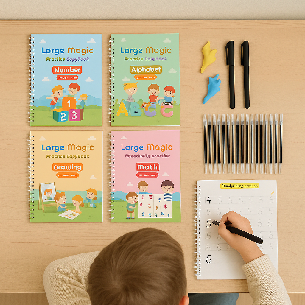 WriteMagic – de eerste kennismaking met schrijven voor kinderen, educatief materiaal dat fijne motoriek en letterherkenning stimuleert.