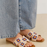 Dames Instapslippers met Bloemenapplicaties