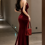 Elegante Fluwelen Maxi Jurk