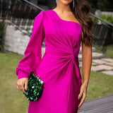 One-Shoulder Maxi Jurk met Drapering