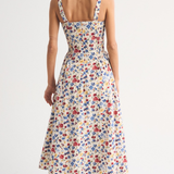 Midi Jurk met Polkadot Print en Uitlopende Rok