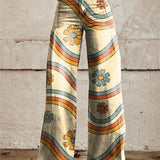 Dames broek met gestreepte print en wijde pijpen