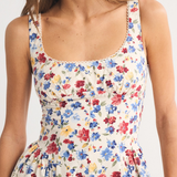 Midi Jurk met Polkadot Print en Uitlopende Rok
